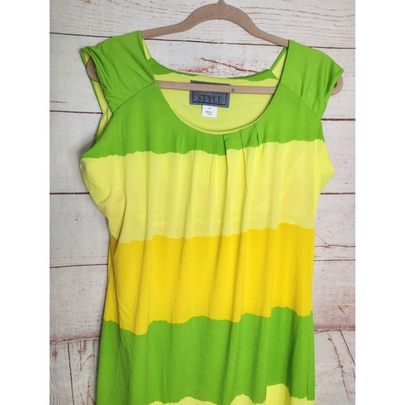 Club Style Yellow Lime Green Nightgown Dress - Size 12, Stretchy and Comfortable - Picture 15 of 15